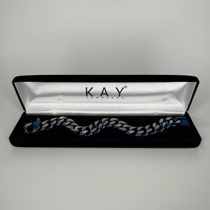 Men's Kay Jewelers Blue Ion-Plated Stainless Steel Cuban Curb Chain Bracelet Box
